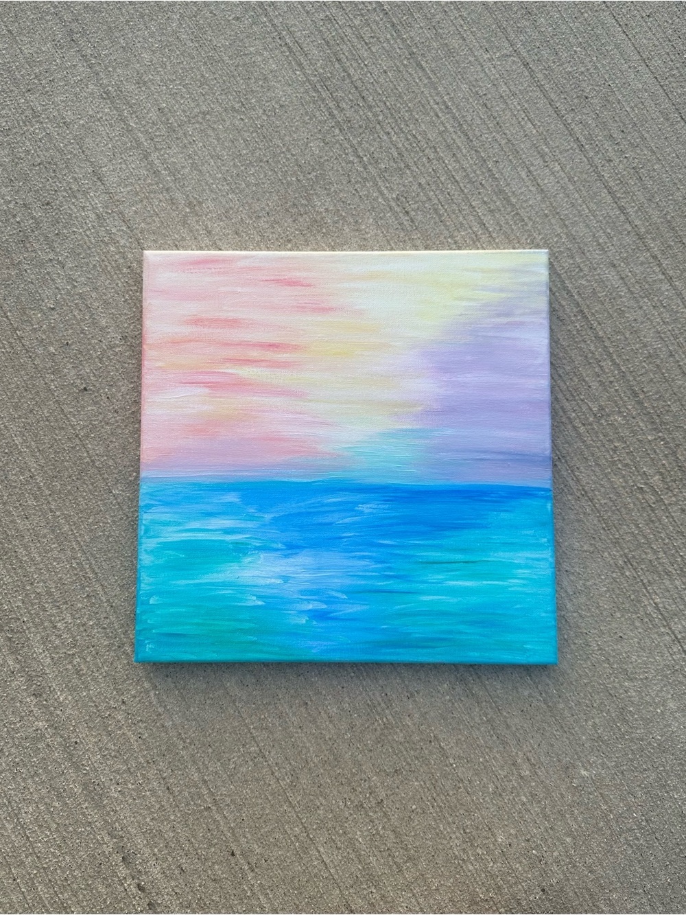 Abstract Ocean Sunset Canvas Wall Art Blue & Pastel Original Artwork by Cena - Picture 7 of 10